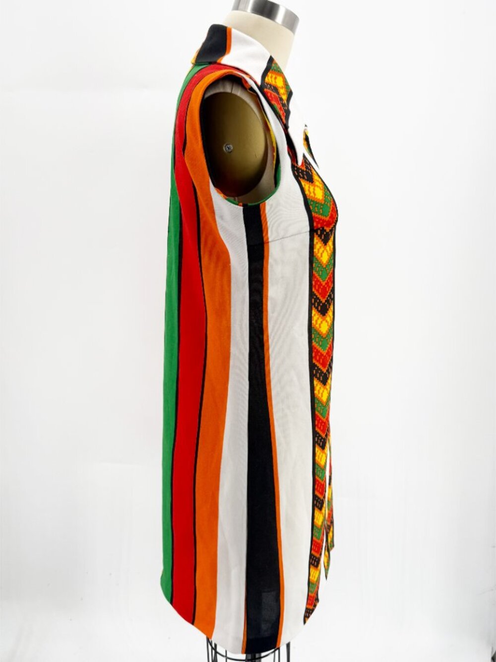 Vintage Jonathan Logan Dress Orange Green Aztec Boho Mini Mod 70s - Picture 5 of 12
